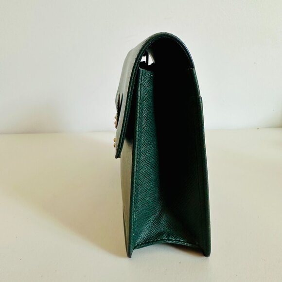 LOUIS VUITTON GREEN EPI LEATHER POCHETTE SELLIER DRAGONNE CLUTCH WRISTLET - Picture 5 of 16
